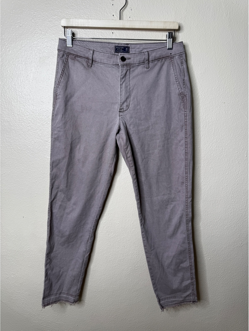 Abercrombie & Fitch Size 28 Gray Chino Pants Slim Tapered Raw Hem